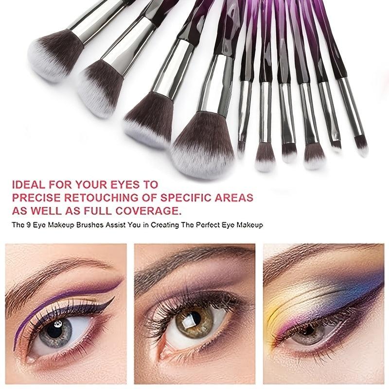10pcs Crystal Diamond Makeup Brush Set Professional Make Up Kit