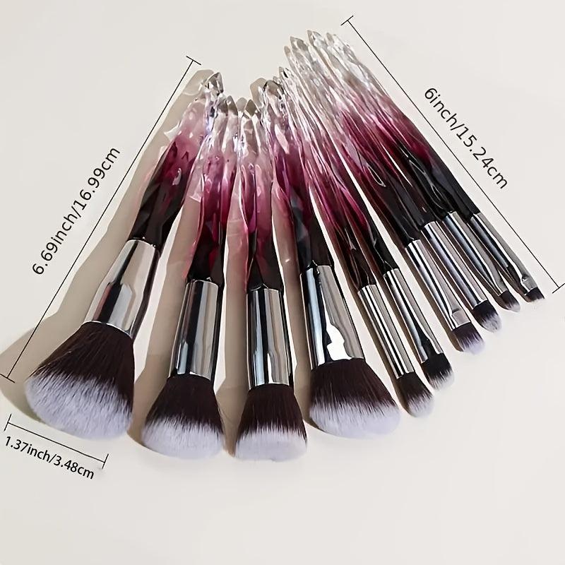 10pcs Crystal Diamond Makeup Brush Set Professional Make Up Kit