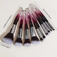 10pcs Crystal Diamond Makeup Brush Set Professional Make Up Kit