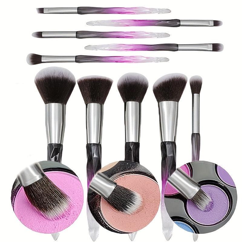 10pcs Crystal Diamond Makeup Brush Set Professional Make Up Kit