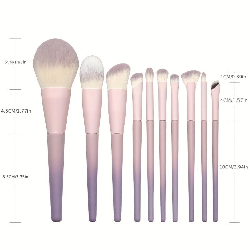 10pcs Cone Makeup Brush Set with Synthetic Bristles & Wooden Handle