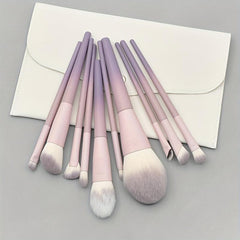 10pcs Cone Makeup Brush Set with Synthetic Bristles & Wooden Handle