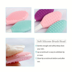 30pcs Double Sided Lip Scrub Brush Soft Silicone Exfoliator 3 Colors