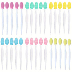 30pcs Double Sided Lip Scrub Brush Soft Silicone Exfoliator 3 Colors