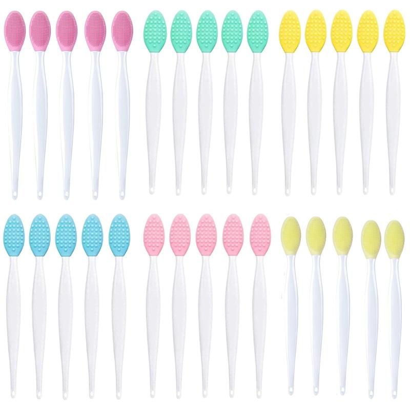30pcs Double Sided Lip Scrub Brush Soft Silicone Exfoliator 3 Colors