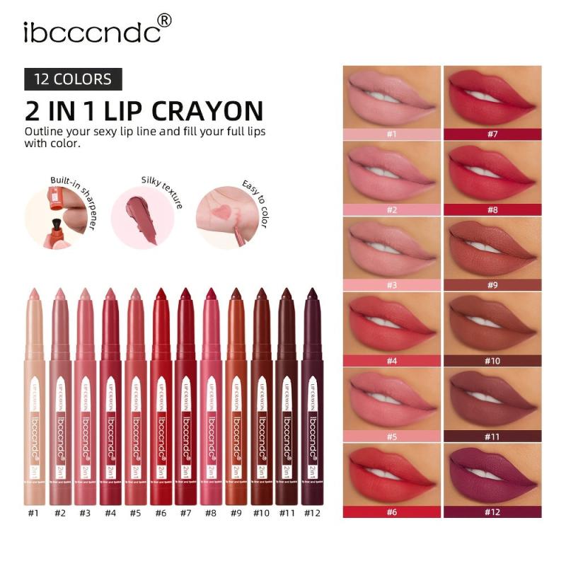 Matte Lip Crayon Dual Use Lip Liner Lipstick Pencil