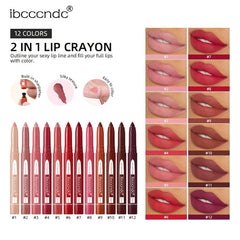 Matte Lip Crayon Dual Use Lip Liner Lipstick Pencil