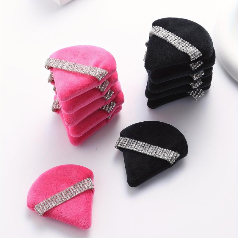 12Pcs Triangle Powder Puff with Crystal Strap for Face Makeup
