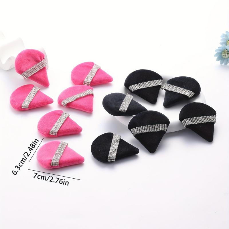 12Pcs Triangle Powder Puff with Crystal Strap for Face Makeup