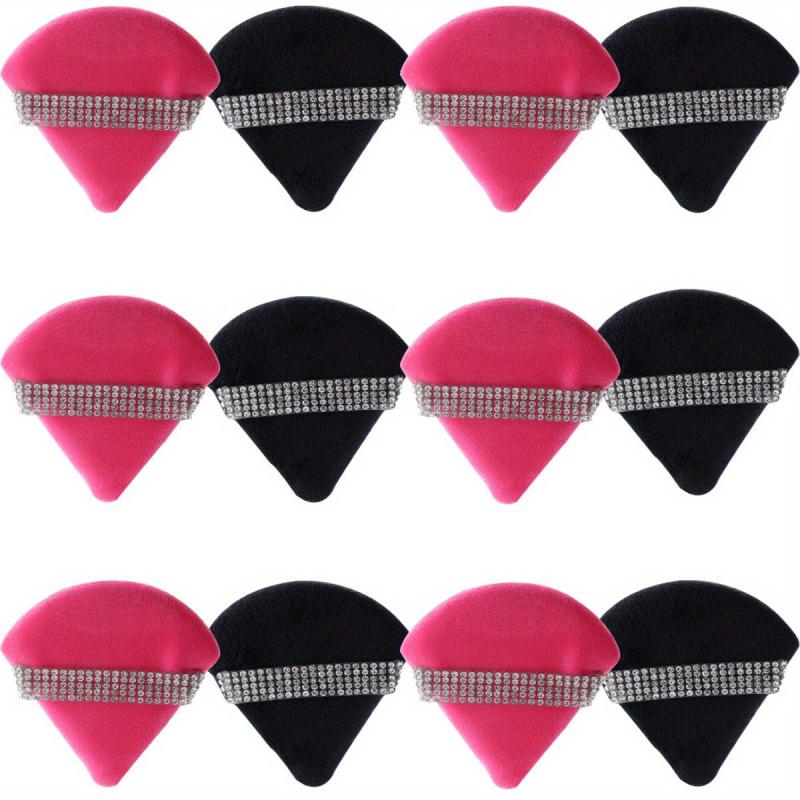 12Pcs Triangle Powder Puff with Crystal Strap for Face Makeup