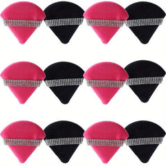 12Pcs Triangle Powder Puff with Crystal Strap for Face Makeup