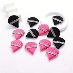 12Pcs Triangle Powder Puff with Crystal Strap for Face Makeup