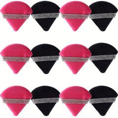 12Pcs Triangle Powder Puff with Crystal Strap for Face Makeup