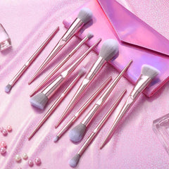 10 Pcs Makeup Brush Set with Bag Professional Cosmetic Brush Tools