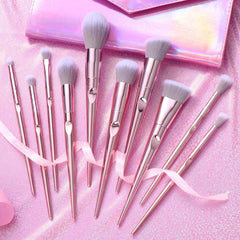 10 Pcs Makeup Brush Set with Bag Professional Cosmetic Brush Tools