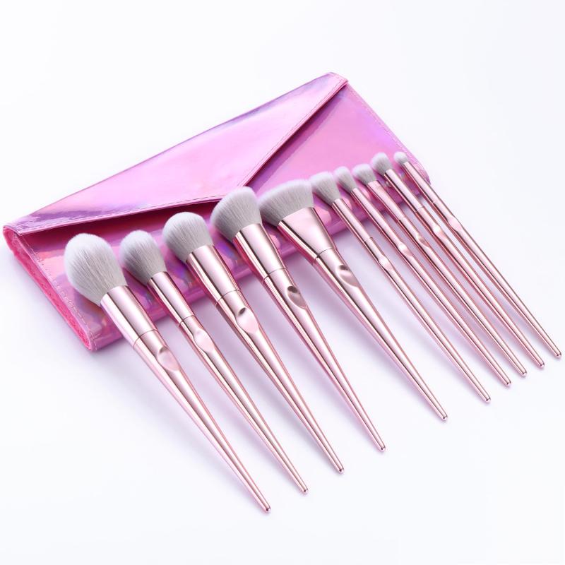 10 Pcs Makeup Brush Set with Bag Professional Cosmetic Brush Tools