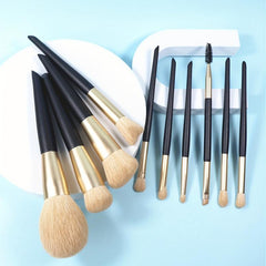 10pcs Synthetic Bristles Wooden Handle Makeup Brush Set