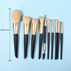 10pcs Synthetic Bristles Wooden Handle Makeup Brush Set