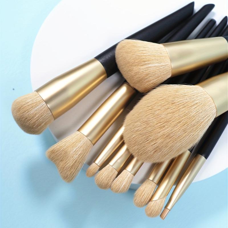 10pcs Synthetic Bristles Wooden Handle Makeup Brush Set