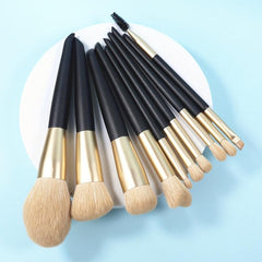 10pcs Synthetic Bristles Wooden Handle Makeup Brush Set