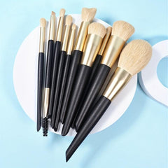 10pcs Synthetic Bristles Wooden Handle Makeup Brush Set