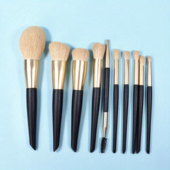 10pcs Synthetic Bristles Wooden Handle Makeup Brush Set