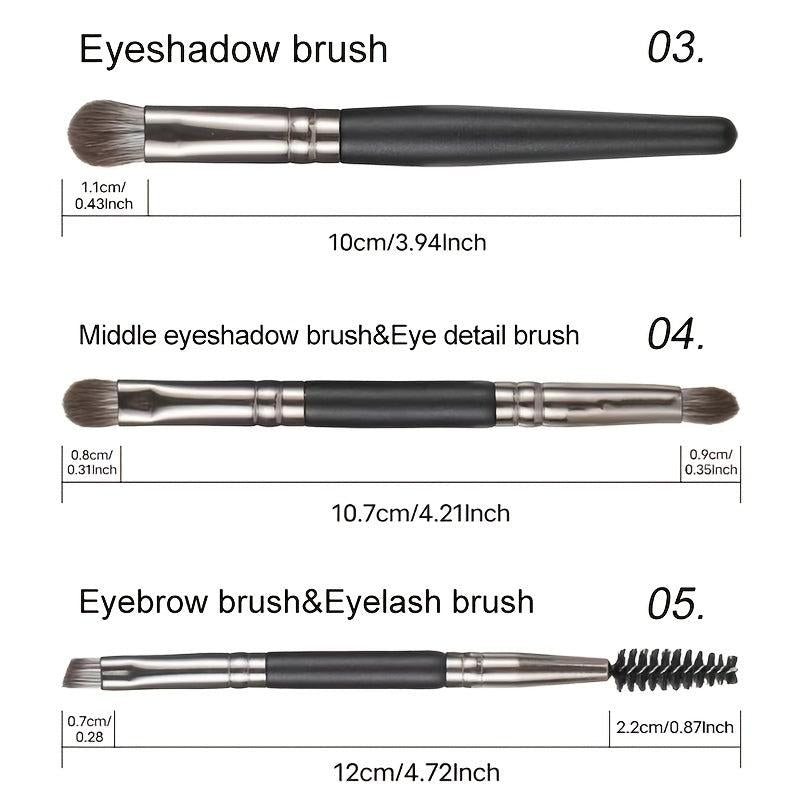 5 pcs Portable Mini Makeup Brush Set for Eyes, Face, and Lips