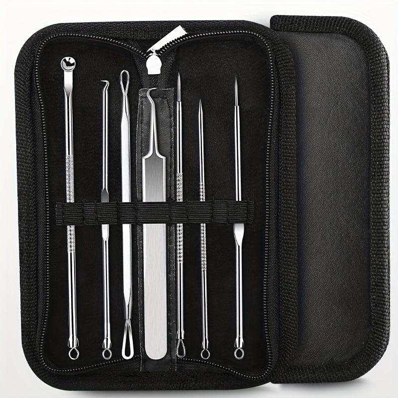 6 Pcs Blackhead Remover Tool Kit for Acne Removal with Leather Bag