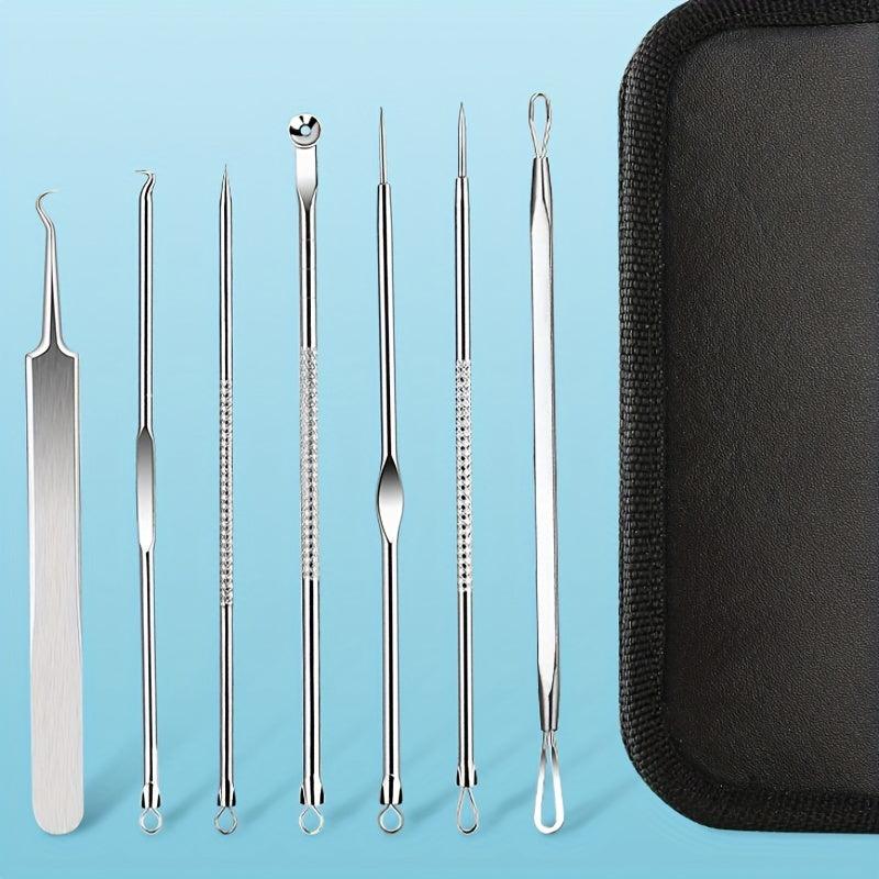 6 Pcs Blackhead Remover Tool Kit for Acne Removal with Leather Bag