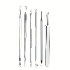 6 Pcs Blackhead Remover Tool Kit for Acne Removal with Leather Bag