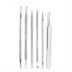 6 Pcs Blackhead Remover Tool Kit for Acne Removal with Leather Bag