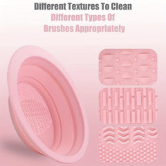 Portable Brush Cleaner & Storage Case Set Silicone Makeup Washing Tool Green