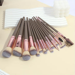 15 pcs Makeup Brush Set for Flawless Foundation Powder, Concealer, Eye Shadows