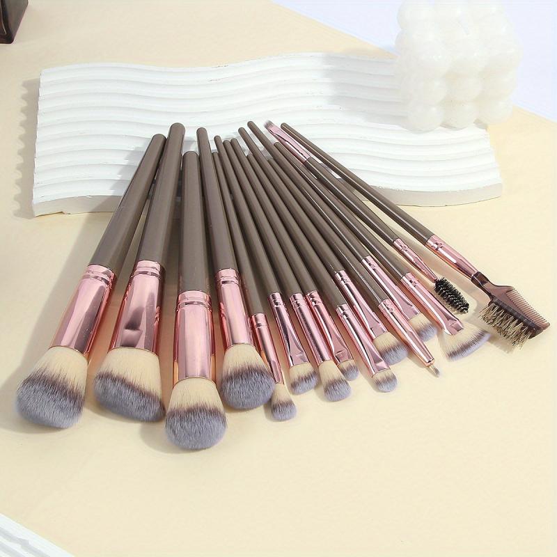 15 pcs Makeup Brush Set for Flawless Foundation Powder, Concealer, Eye Shadows