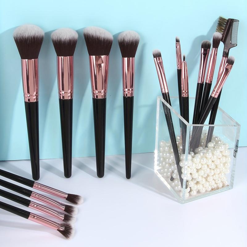 15 pcs Makeup Brush Set for Flawless Foundation Powder, Concealer, Eye Shadows