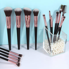 15 pcs Makeup Brush Set for Flawless Foundation Powder, Concealer, Eye Shadows