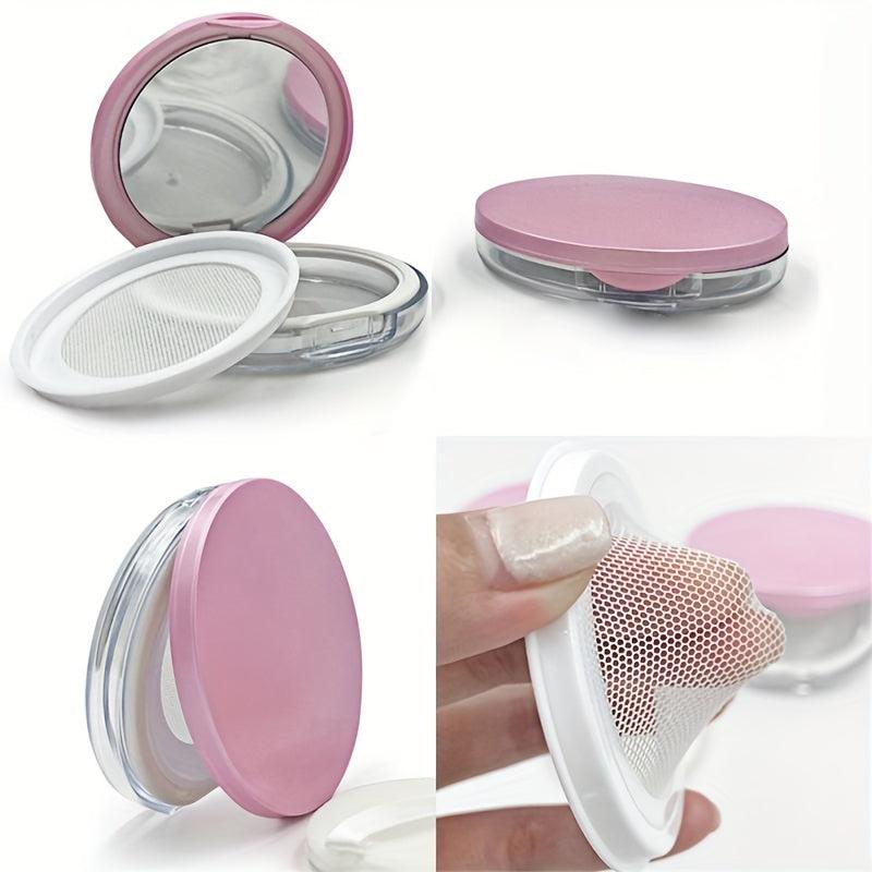 Round Makeup Sponge Mini Containers Powder Puff Storage Box With Mirror