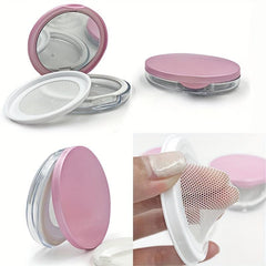 Round Makeup Sponge Mini Containers Powder Puff Storage Box With Mirror