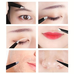 4pcs Stainless Steel Eyebrow Tweezers Set with Case