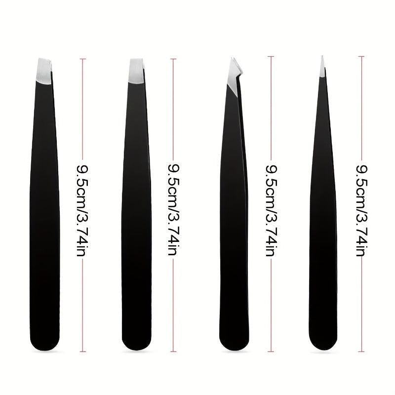 4pcs Stainless Steel Eyebrow Tweezers Set with Case