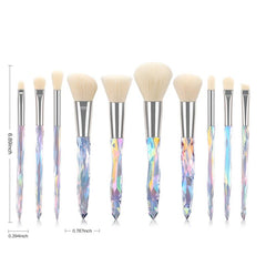 10 Pcs Crystal Handle Makeup Brushes Set Pink