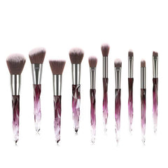 10 Pcs Crystal Handle Makeup Brushes Set Pink