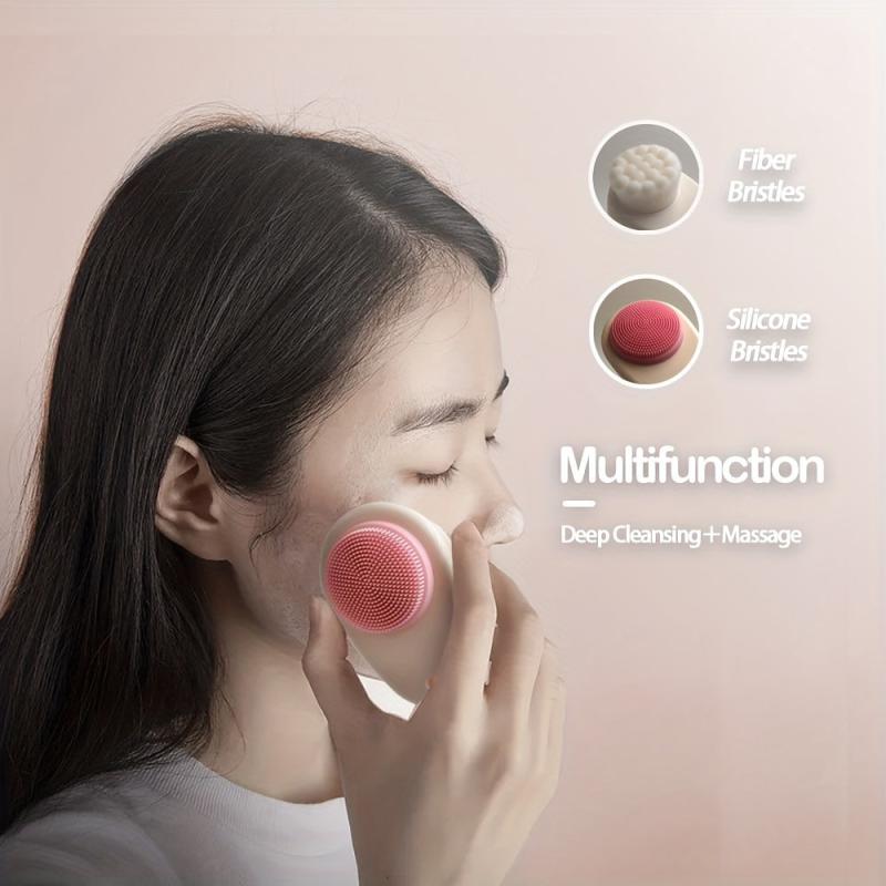2 in 1 Facial Cleansing Brush with Silicone Face Cleaner Brush and Lid
