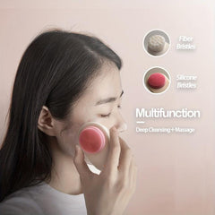 2 in 1 Facial Cleansing Brush with Silicone Face Cleaner Brush and Lid