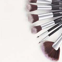 12Pcs Wooden Handle Makeup Brush Set Fan Shaped Brush Professional Beauty Tools