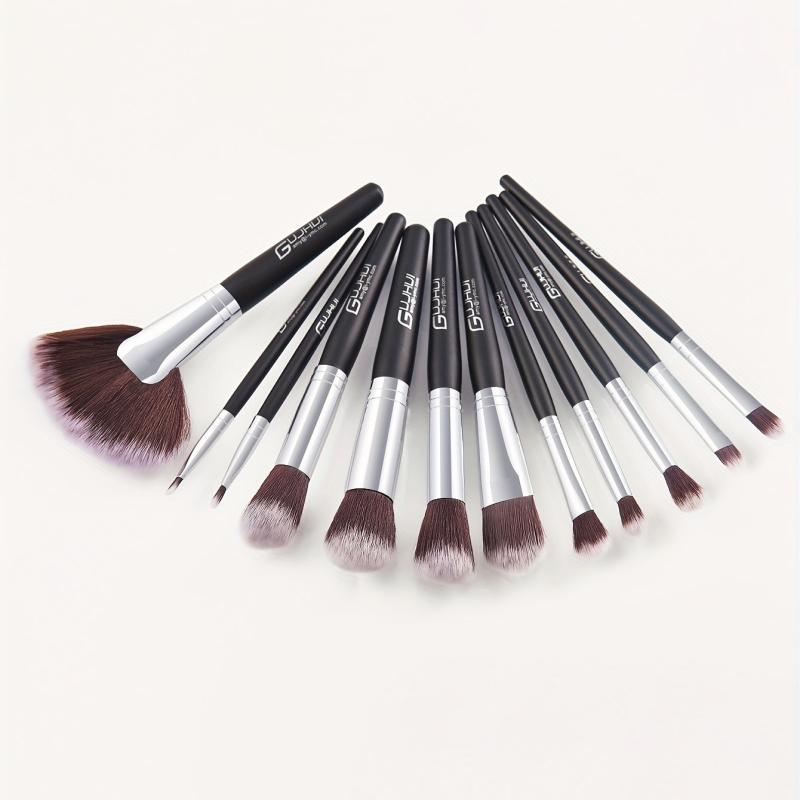 12Pcs Wooden Handle Makeup Brush Set Fan Shaped Brush Professional Beauty Tools