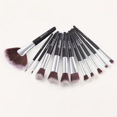 12Pcs Wooden Handle Makeup Brush Set Fan Shaped Brush Professional Beauty Tools