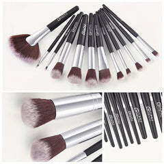 12Pcs Wooden Handle Makeup Brush Set Fan Shaped Brush Professional Beauty Tools