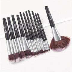12Pcs Wooden Handle Makeup Brush Set Fan Shaped Brush Professional Beauty Tools