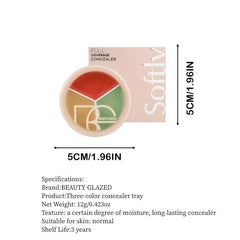 3-in-1 Concealer Palette for Covering Spots Blemishes Dark Circles